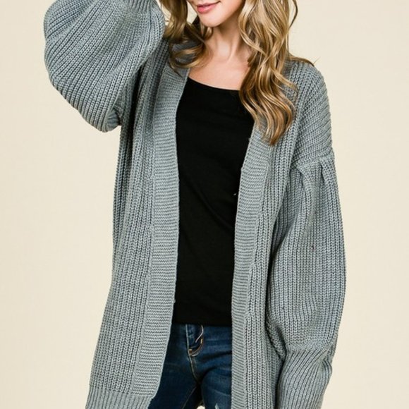 DAVI & DANI Sweaters - Bubble Sleeved Cardigan